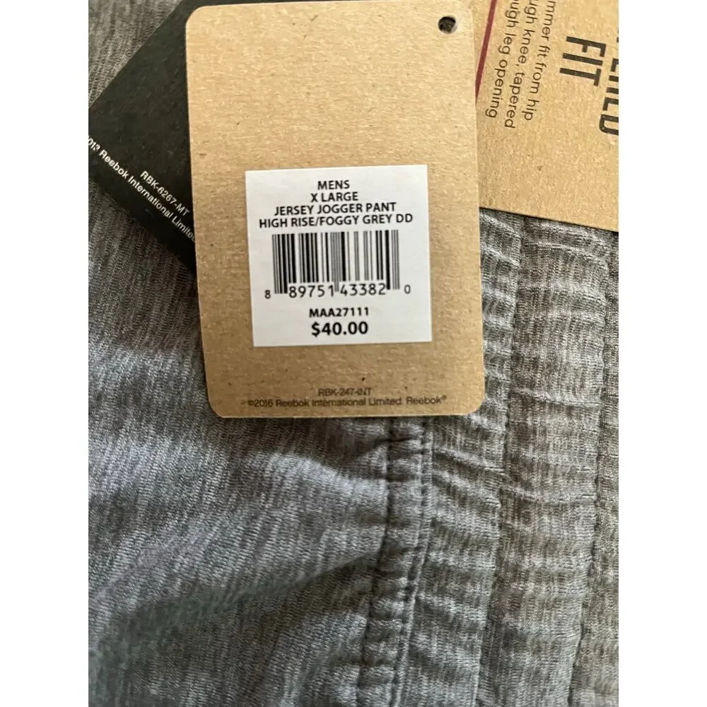 Reebok | NWT Men's Tapered Fit Gray Jersey Jogger Pants